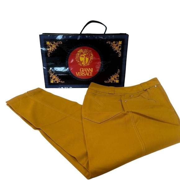 Versace Men's Vintage Gold Jeans. 5 Pocket Medusa Studs Size 48 31x41 - Picture 13 of 14